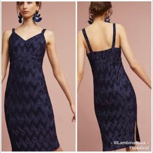 Anthropologie Eri + Ali Trixie Lis Navy Textured Shimmer Dress  EUC